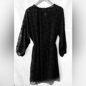 LOFT Black Star-Print Tie-Waist Women's Dress